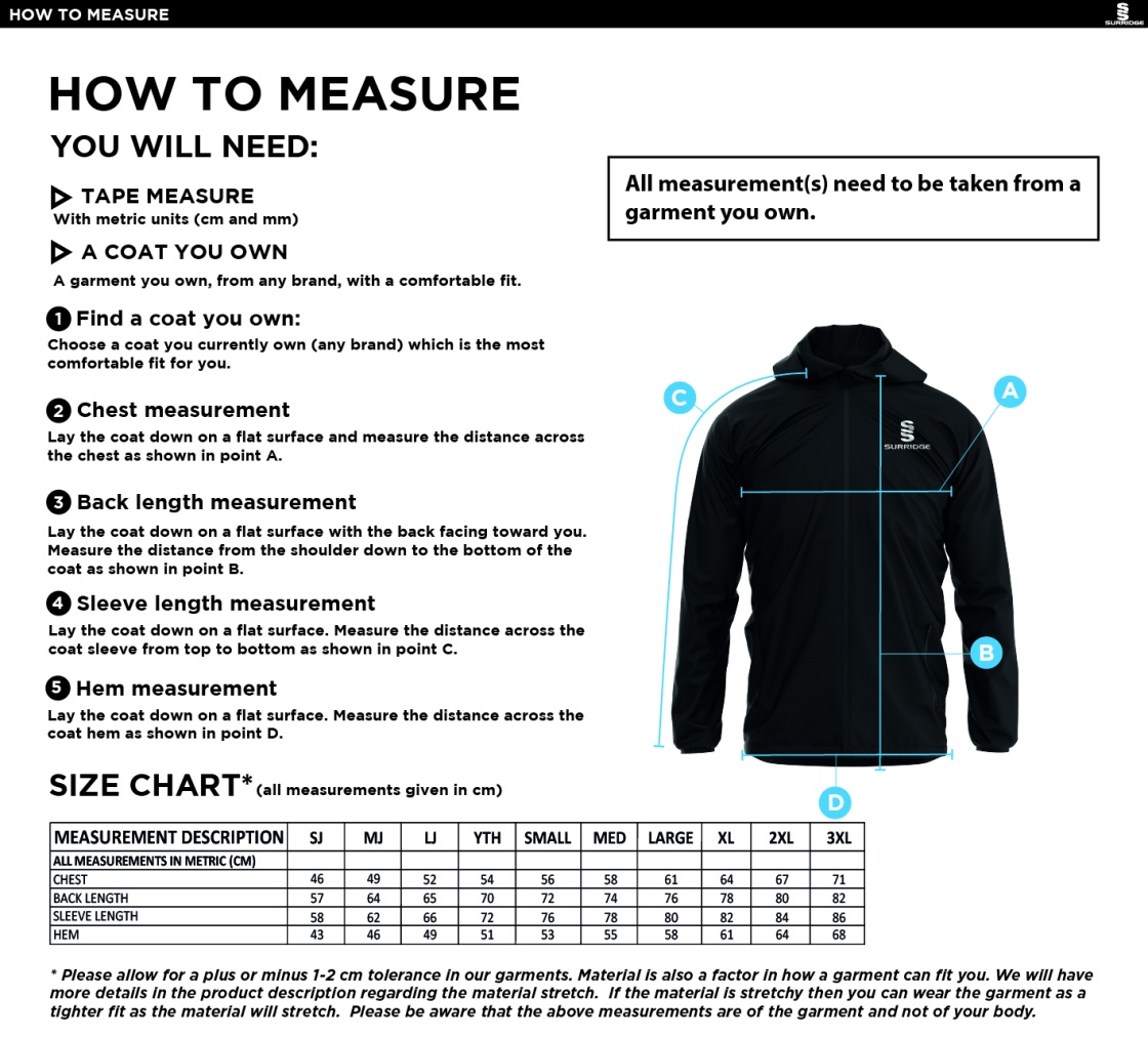 HEATON MERSEY CC Dual Elite 1/4 Zip Hoody / Rain Jacket : Black - Size Guide