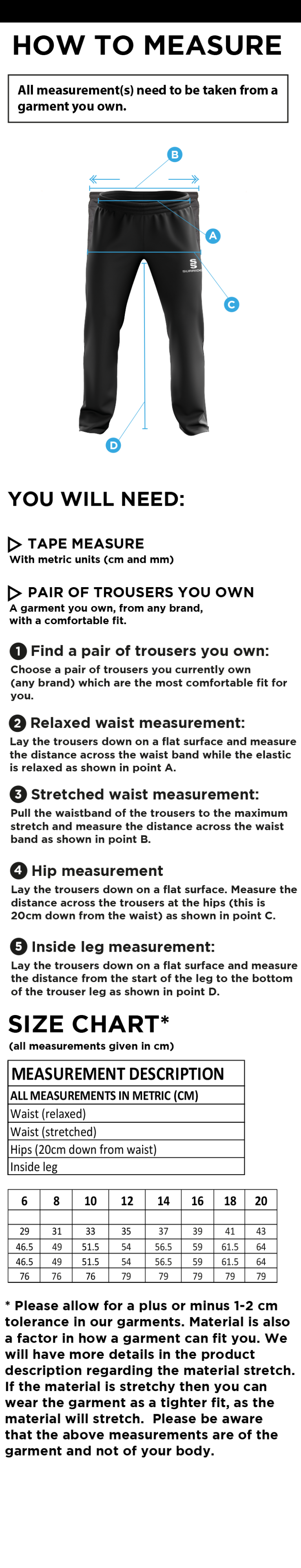 HEATON MERSEY CC Women's Ripstop Track Pant : Black - Size Guide