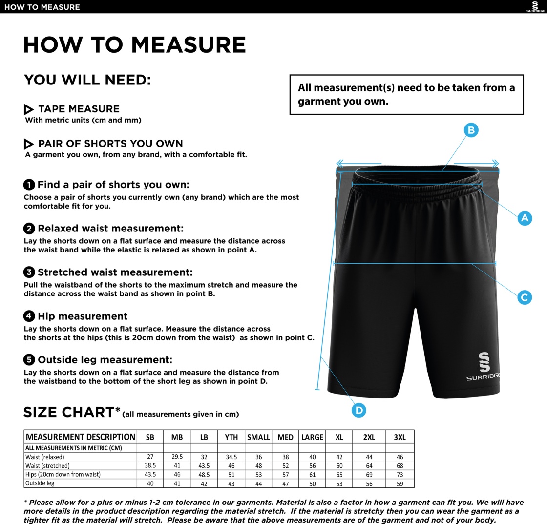 Heaton Mersey CC - Ripstop Shorts - Size Guide