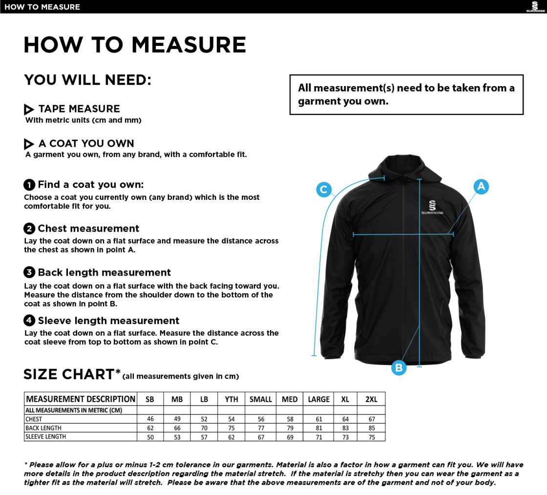 HEATON MERSEY CC Dual Elite 1/4 Zip Hoody / Rain Jacket : Black - Size Guide