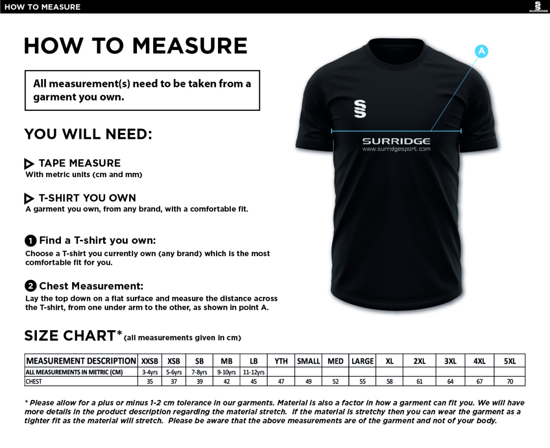 Heaton Mersey cc Dual Games Shirt : Maroon - Size Guide