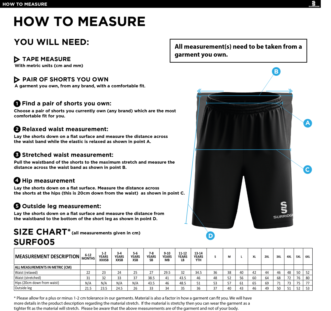 Heaton Mersey Match Short Maroon - Size Guide