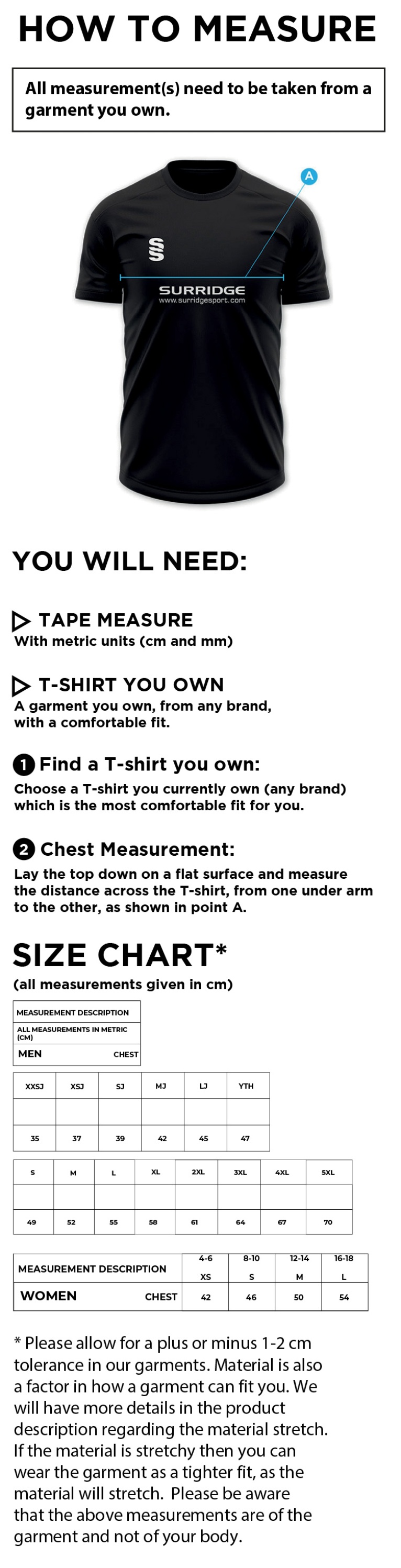 PRE-ORDER - Heaton Mersey CC - Long Sleeved Shirt - Ivory - Size Guide