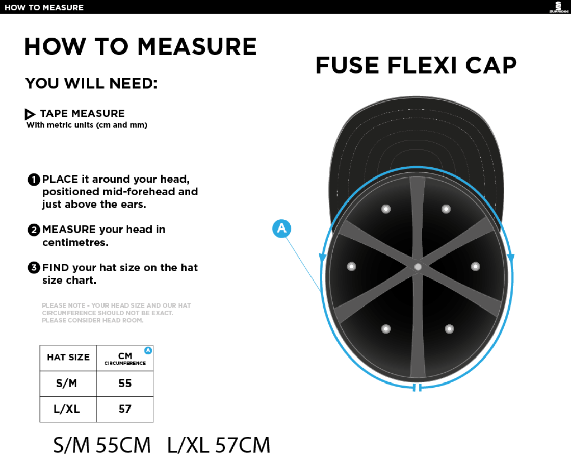 HEATON MERSEY CC Fuse Flexi Cap - Maroon - Size Guide