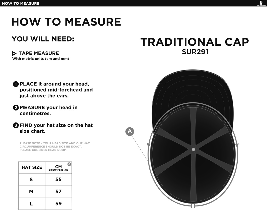Heaton Mersey CC Traditional Cap - Size Guide